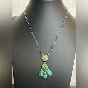 Sonoran Gold Turquoise Sterling Silver Necklace Pendant Adjustable